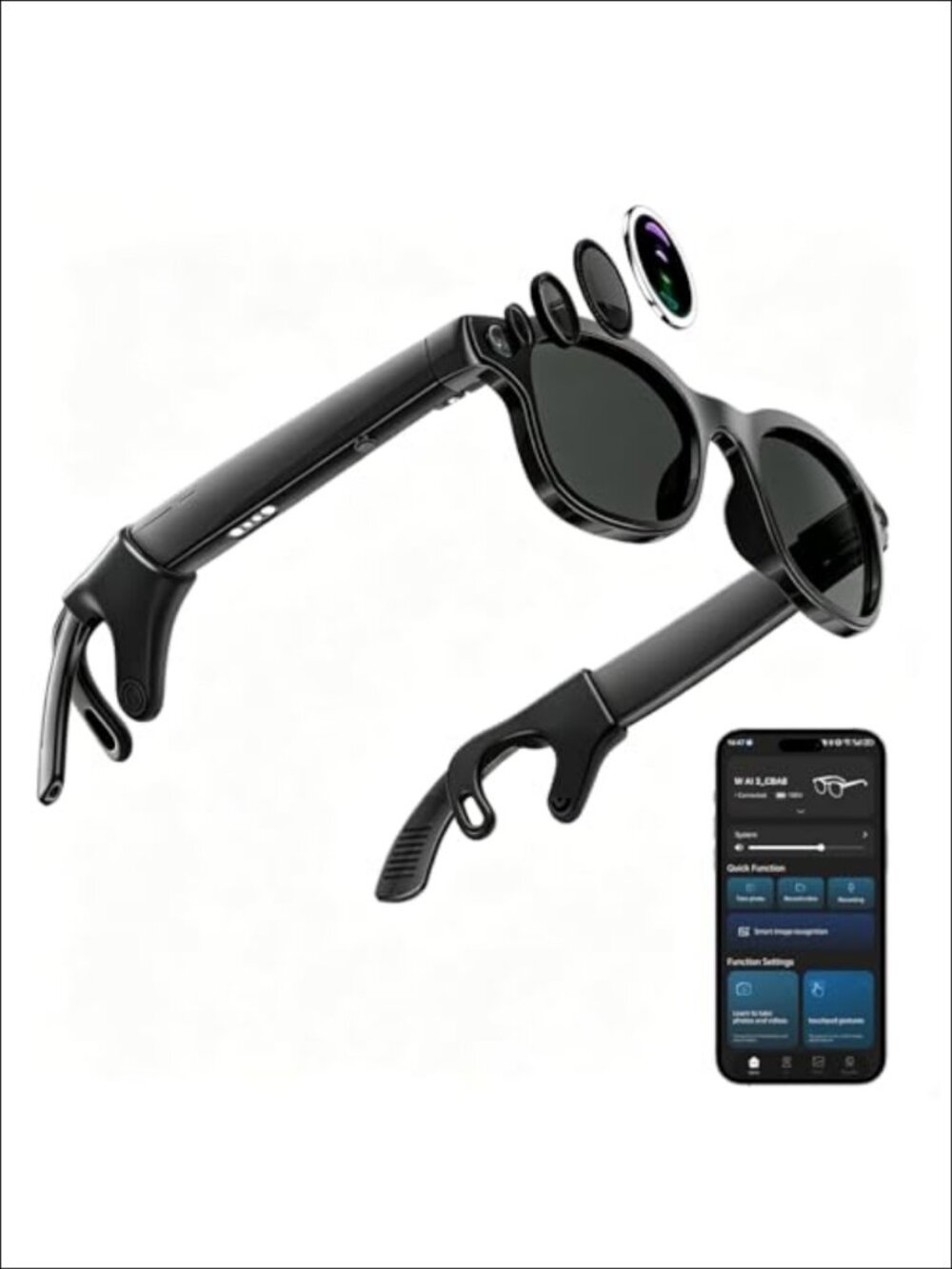 Smart Glasses 8MP Camera Bluetooth Music Video Voice AI Men Women